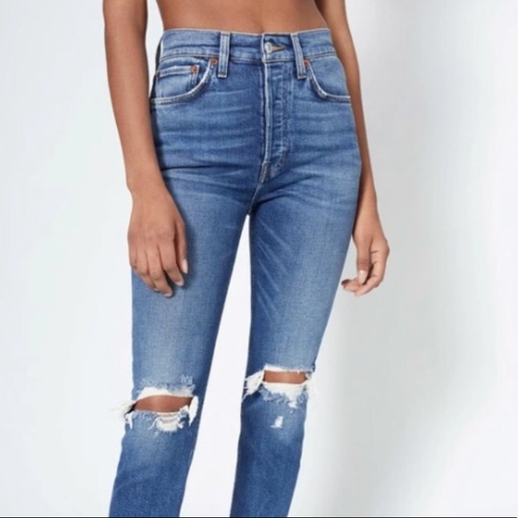 RE/Done Comfort Stretch Highrise Ankle Crop In Dusk Destroy - Picture 13 of 13